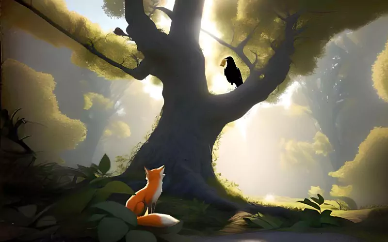 लोमड़ी और कौआ। The Fox and the Crow.